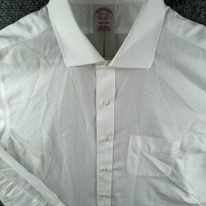 Brooks Brothers Button Up Shirt Men Long Sleeve Cotton Madison White 16.5 34